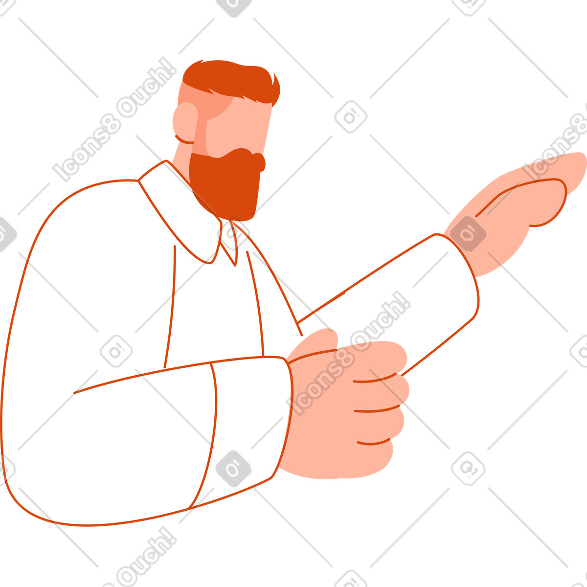 Ilustración Hombre hasta la cintura en estilo Orange a descargar en PNG y SVG