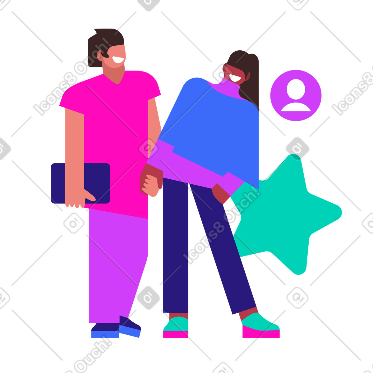 Paar hat sich &uuml;ber dating-app kennengelernt-Illustration in PNG, SVG