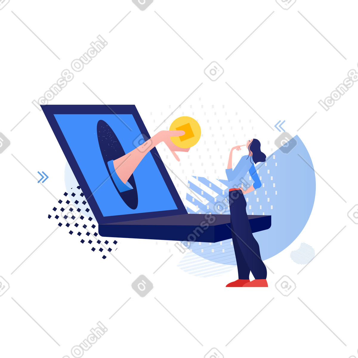 Female employee receiving electronic payment illustration in PNG, SVG