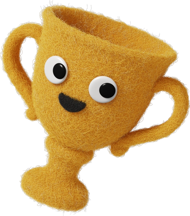 An orange, fuzzy character with big eyes - Fuzzy style illustration