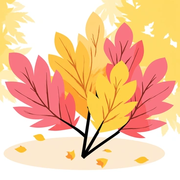 A cluster of grevillea leaves in various shades of red, orange, and gold, showcasing their transition during autumn. The leaves are intricately shaped with delicate, serrated edges. The background features soft, blurred hints of other autumn foliage, emphasizing the seasonal change. Soft sunlight filters through the leaves, casting dappled shadows on a light brown ground covered with fallen leaves.