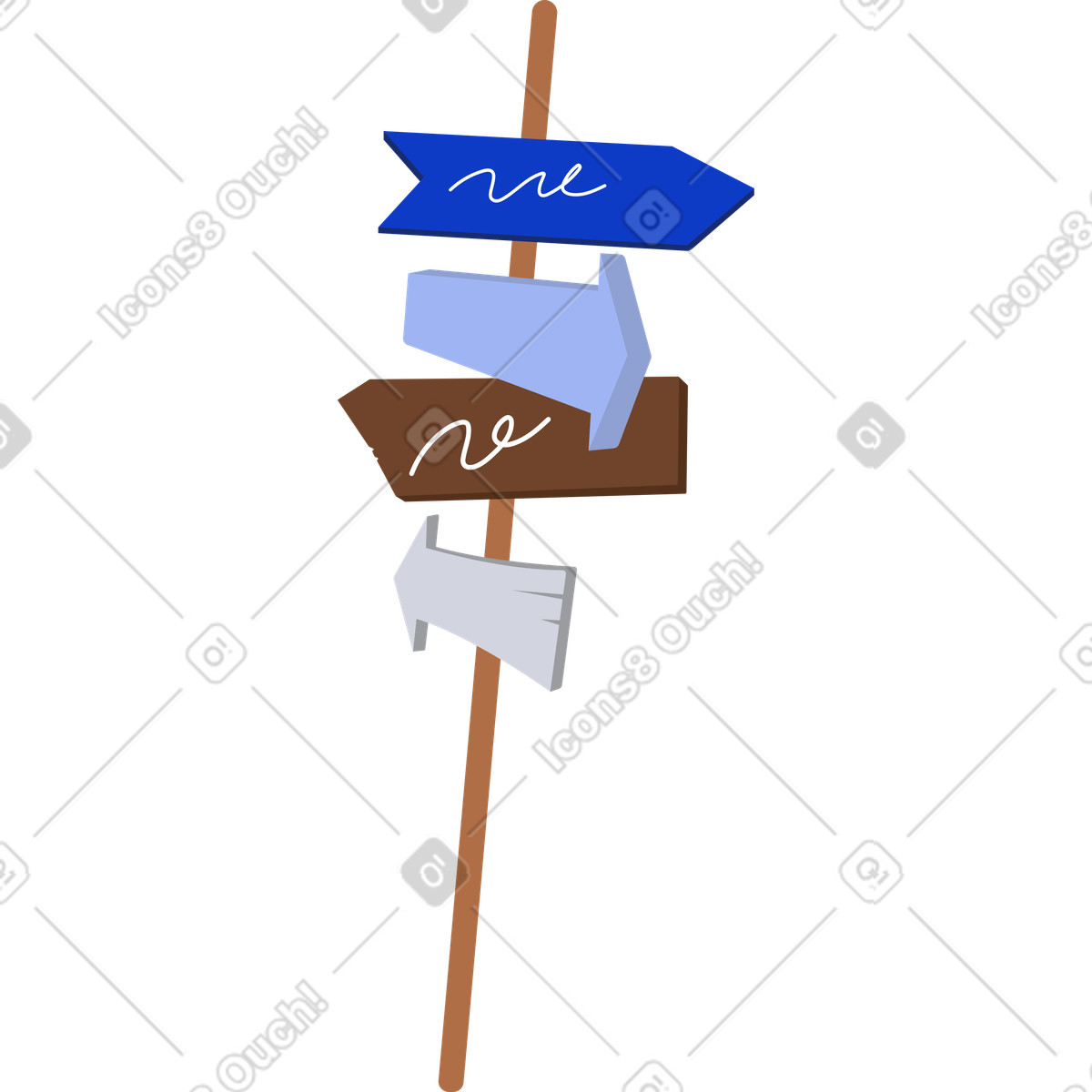 Pointer with signs in different directions illustration in PNG, SVG