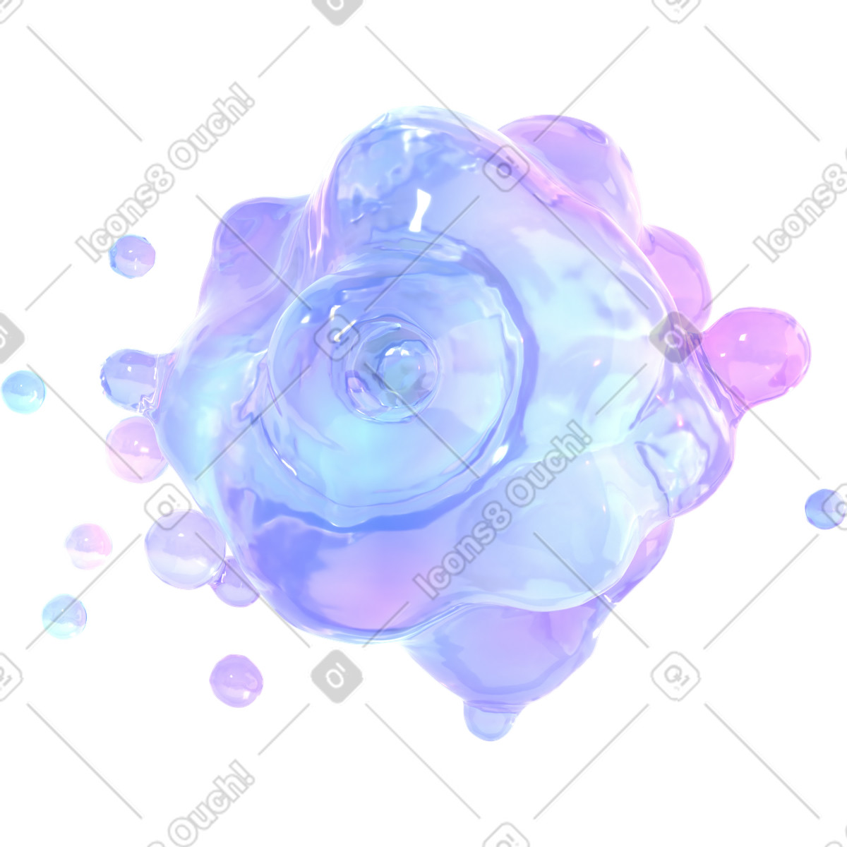 GIF, Lottie(JSON), AE 무지개빛 물방울 로더가 있는 액체 블룸 애니메이션 일러스트레이션