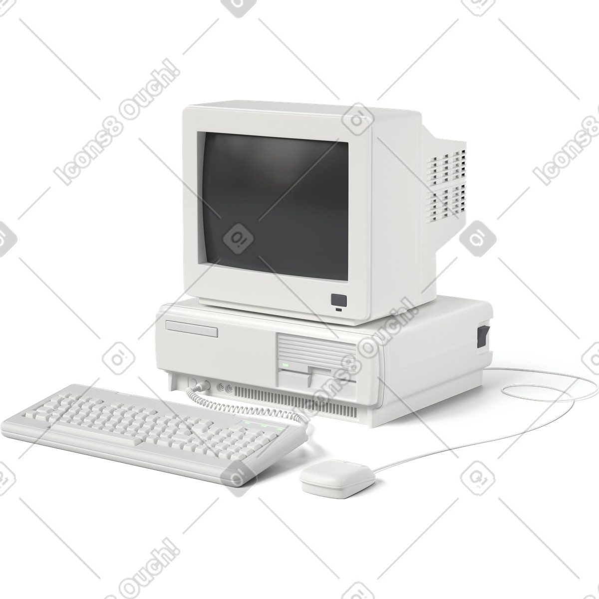 Ilustração de Old pc side view em no estilo 3D Business para baixar em PNG, SVG