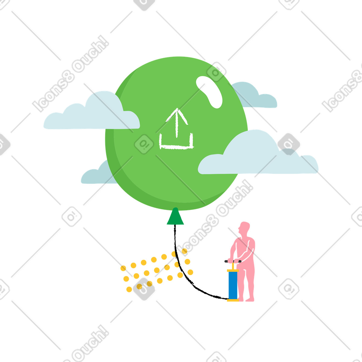 Man was uploading through internet illustration in PNG, SVG