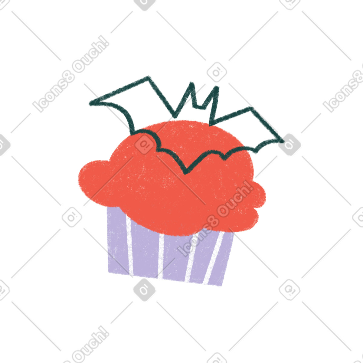 Cupcake with bat-Illustration im Tutti-Stil als Download in PNG, SVG