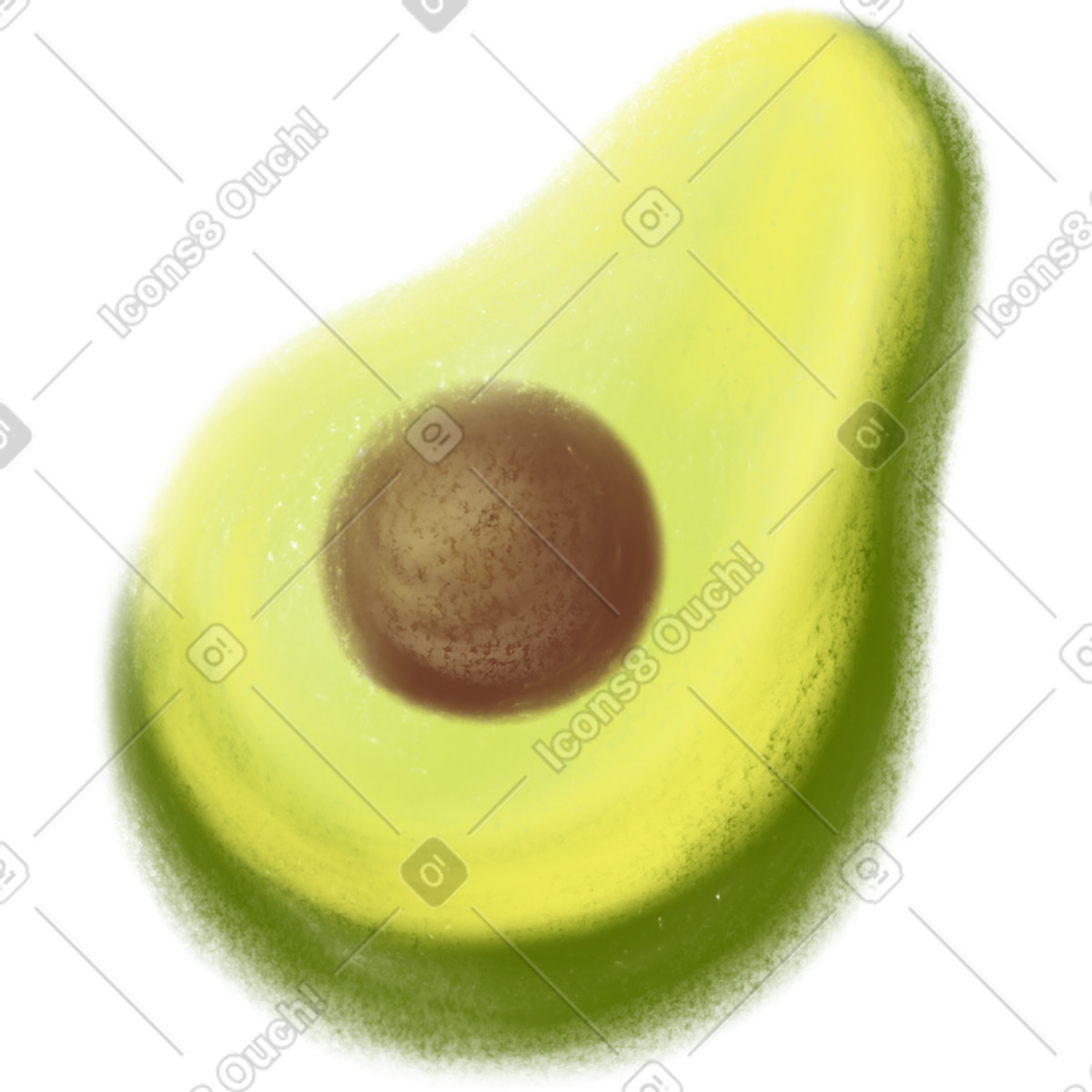 Illustration Avocado dans le style Mushy à télécharger aux formats PNG, SVG