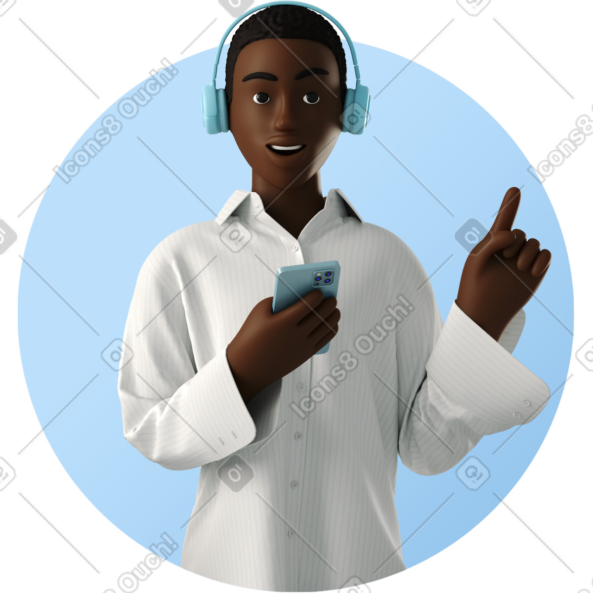 Avatar of smiling woman with headphones illustrazione in stile 3D Business scarica in PNG, SVG