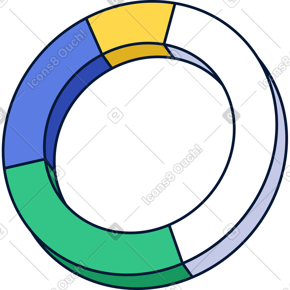 Analytics donut chart market share illustration in Neat style download in PNG, SVG