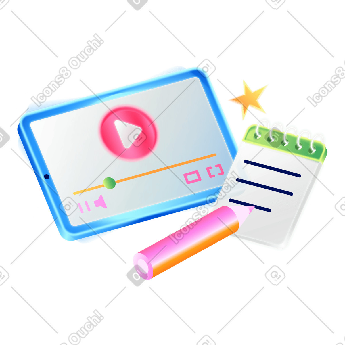 Online course on tablet illustration in PNG, SVG
