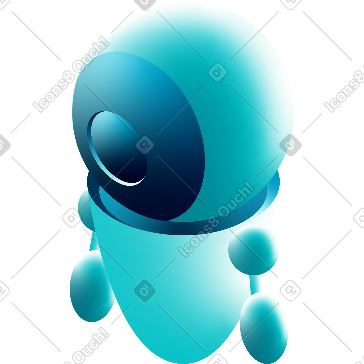 Ilustração de Robô volumétrico em no estilo Glare para baixar em PNG, SVG