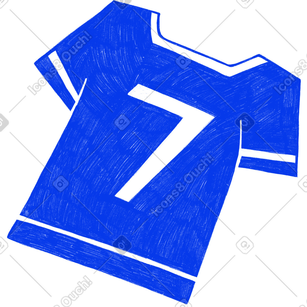 Blue sports t-shirt with the number illustration in Biro style download in PNG, SVG