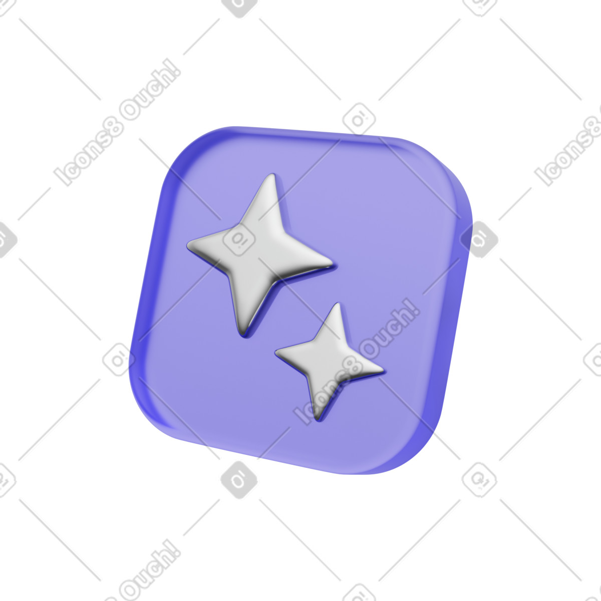 Purple translucent icon with AI stars illustration in PNG, SVG