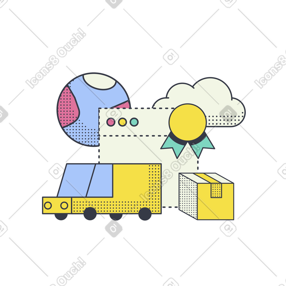 Best delivery service illustration in Abstract style download in PNG, SVG