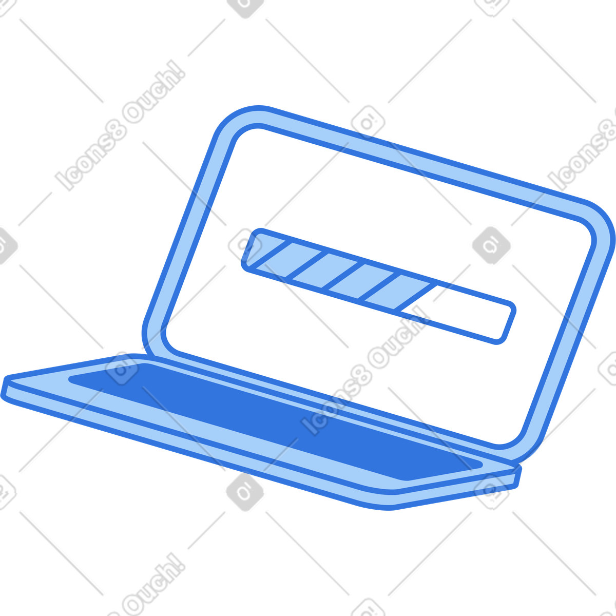 Laptop with progress bar illustration in PNG, SVG