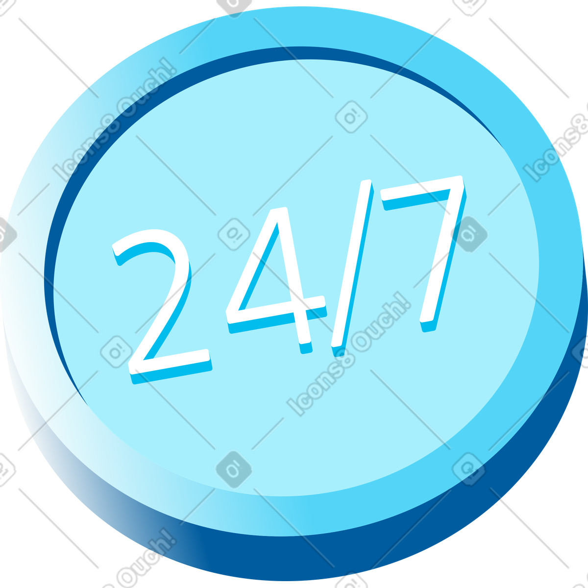 Round the clock illustration in Icy style download in PNG, SVG