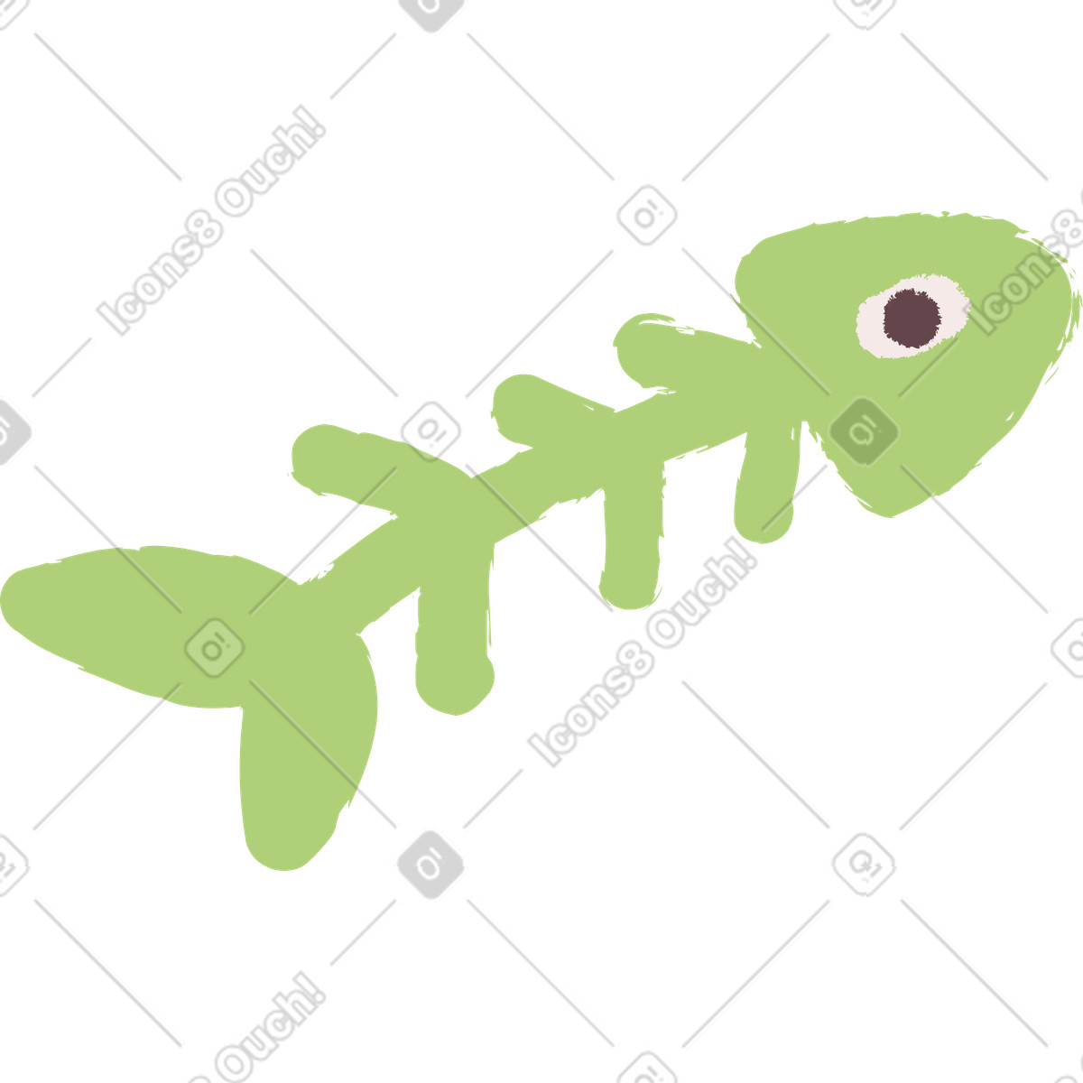 Scheletro di pesce illustrazione in stile Ginger Cat scarica in PNG, SVG