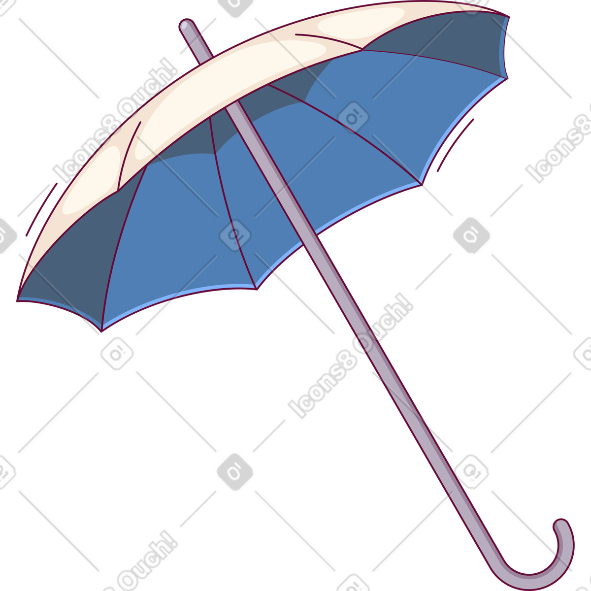 下载 Handy 风格的 Bicolor umbrella cane 插画，支持 PNG、SVG 格式