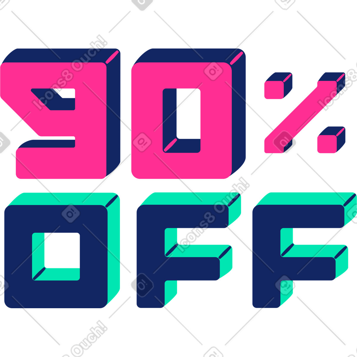 Novanta per cento di sconto illustrazione in stile Cyborg scarica in PNG, SVG