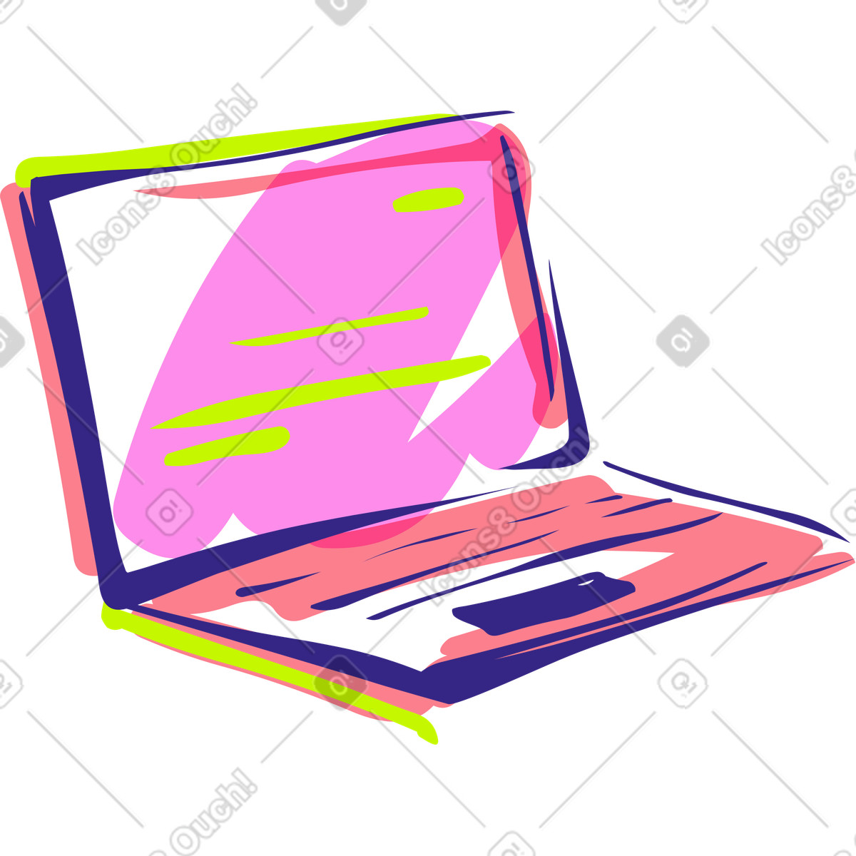 Il computer portatile illustrazione in stile Glam scarica in PNG, SVG