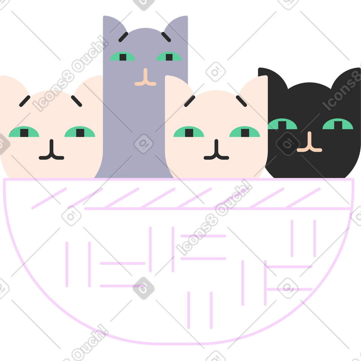 Illustration Chatons dans le style Marginalia à télécharger aux formats PNG, SVG