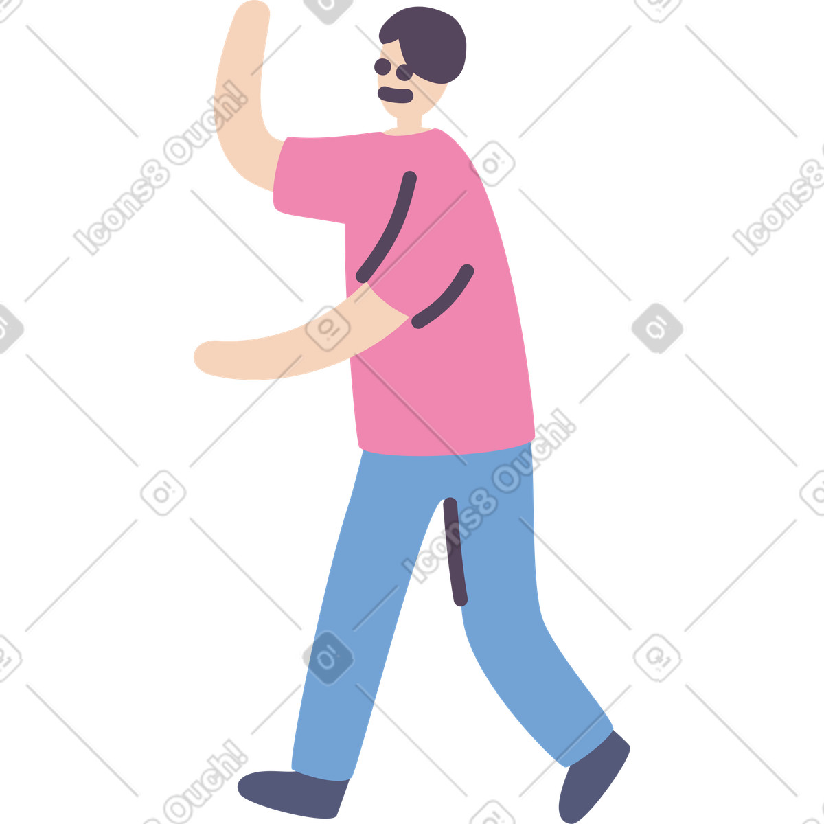 Dancing man in pink t-shirt illustrazione stile Pluto scarica PNG, SVG