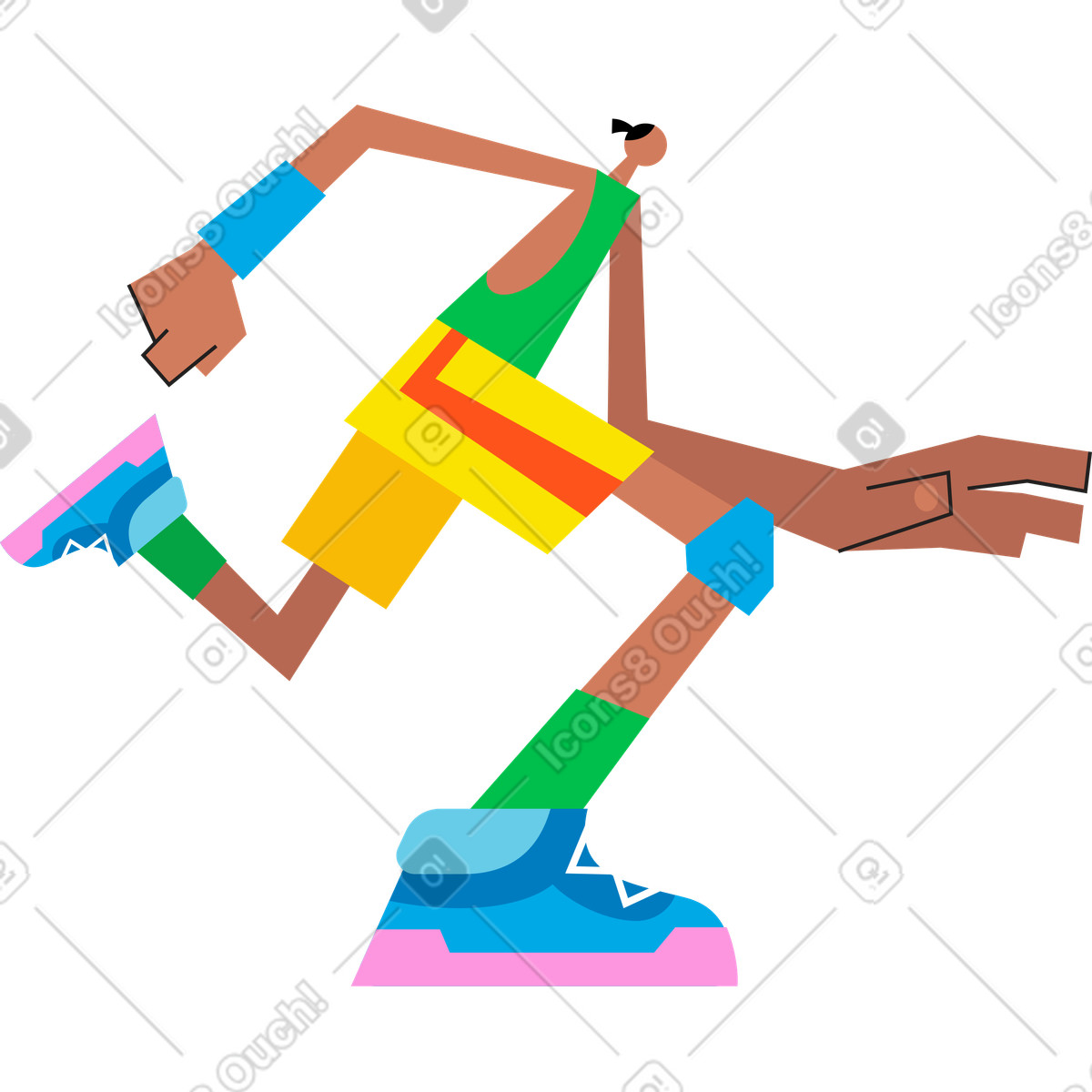 Ilustración Hombre que corre en estilo Warp a descargar en PNG y SVG