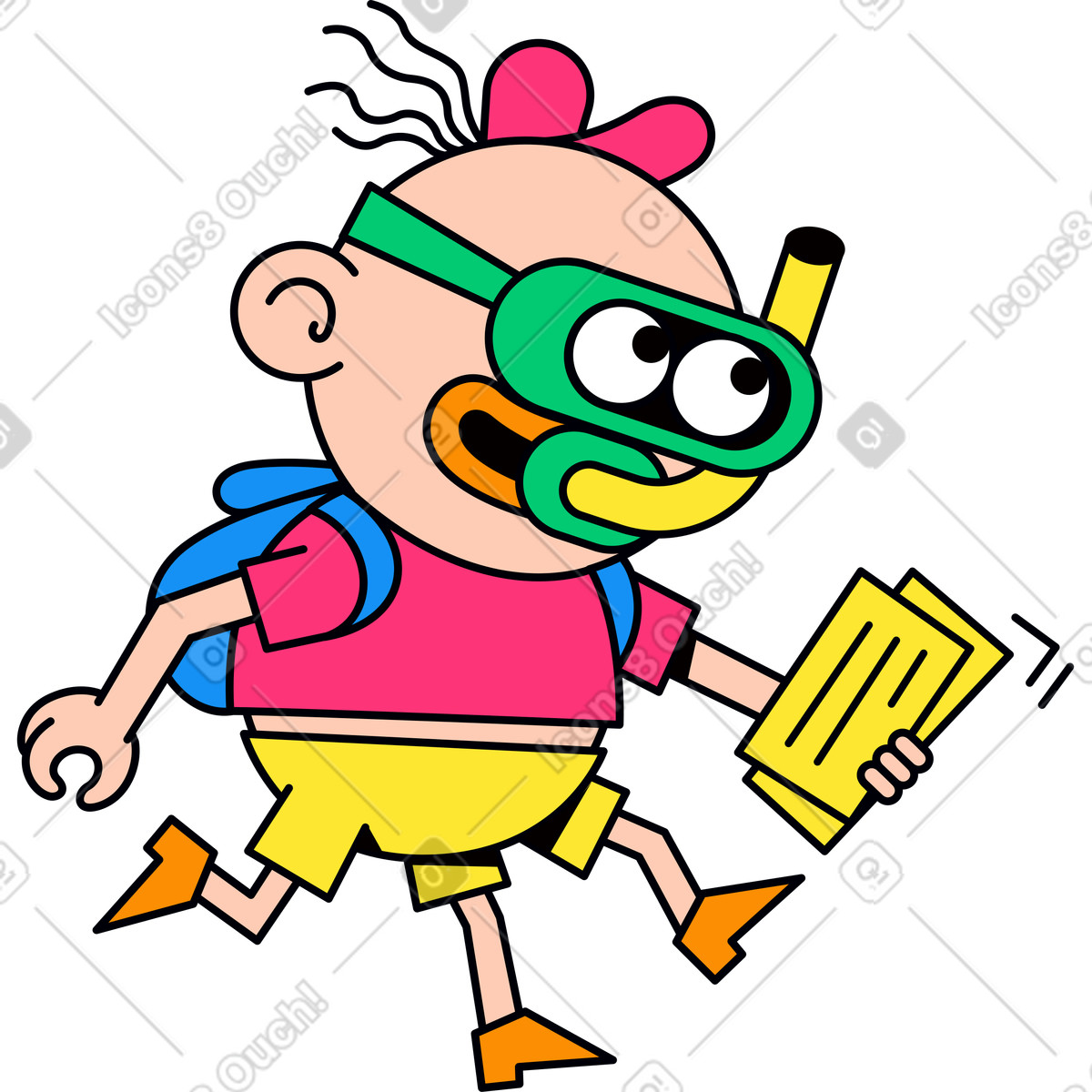 Illustration Voyageur masqué à trois pattes dans le style Droll télécharger aux formats PNG, SVG
