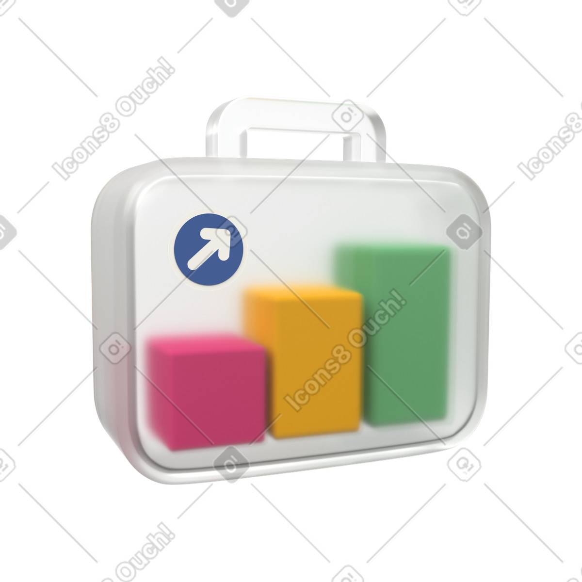Performance tracking with business briefcase and chart analytics illustration in 3D Grid style download in PNG, SVG