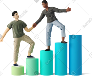 Teammates climbing bar chart, Leadership and mentorship success PNG, SVG
