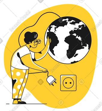 Woman unplugging the planet for earth hour PNG, SVG