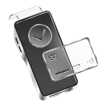 A checkmark button on a device - Token style illustration