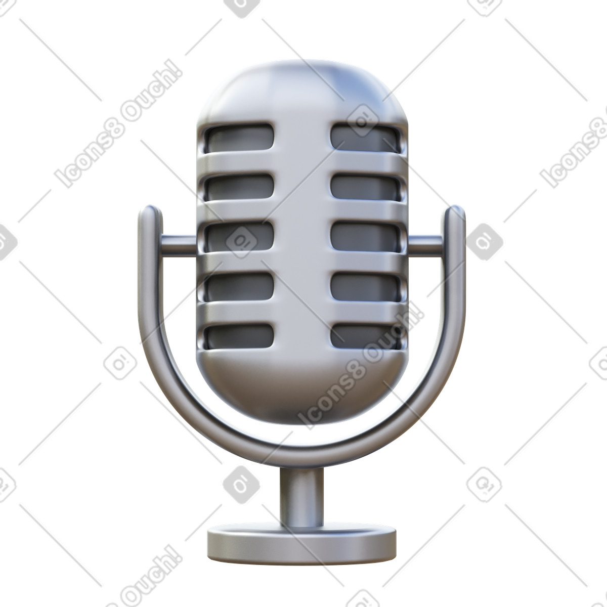 下载 3D Fluency 风格的 Microphone 动画插图，支持 GIF、Lottie （JSON）、AE 格式
