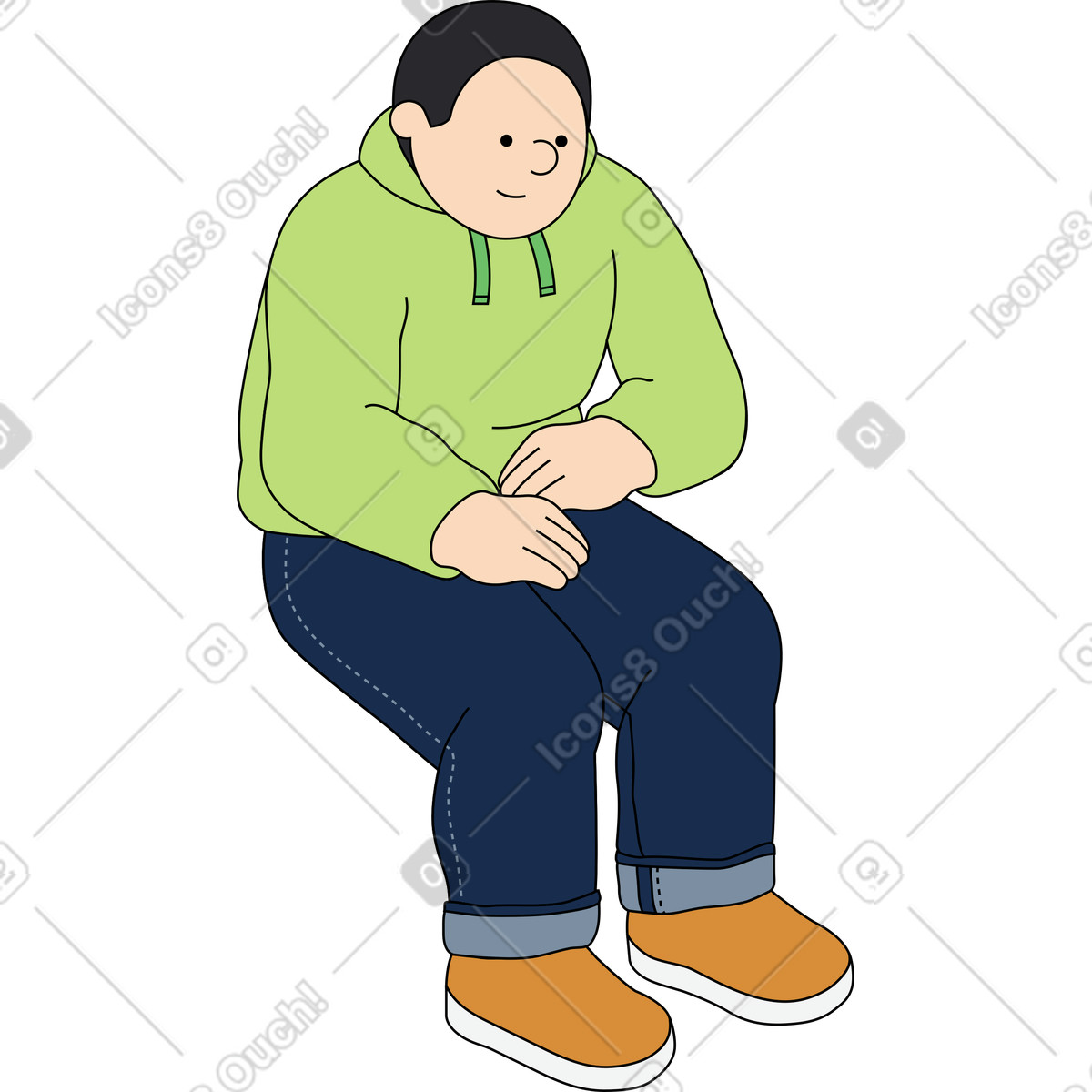 Kindy スタイルの 座っている男 のイラストをPNG、SVG形式でダウンロード