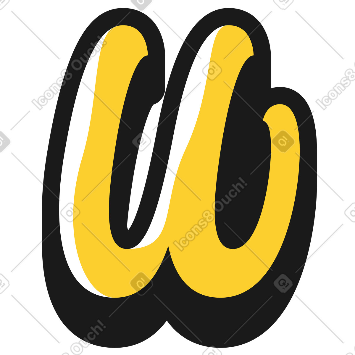 Lowercase letter u illustration in Taxi style download in PNG, SVG