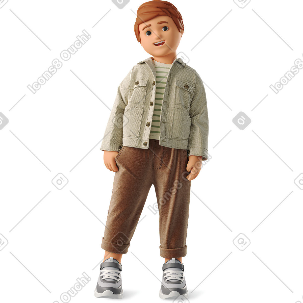 3D Business 스타일의 Little boy standing and smiling 일러스트레이션 PNG, SVG 다운로드
