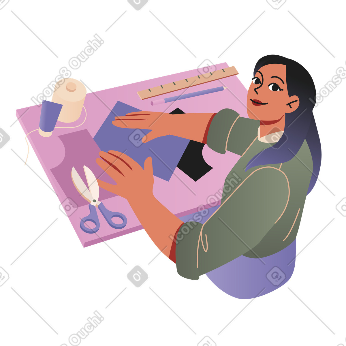 Ilustração de Entusiasta do faça você mesmo fazendo padrões costura em no estilo Coworking para baixar em PNG, SVG
