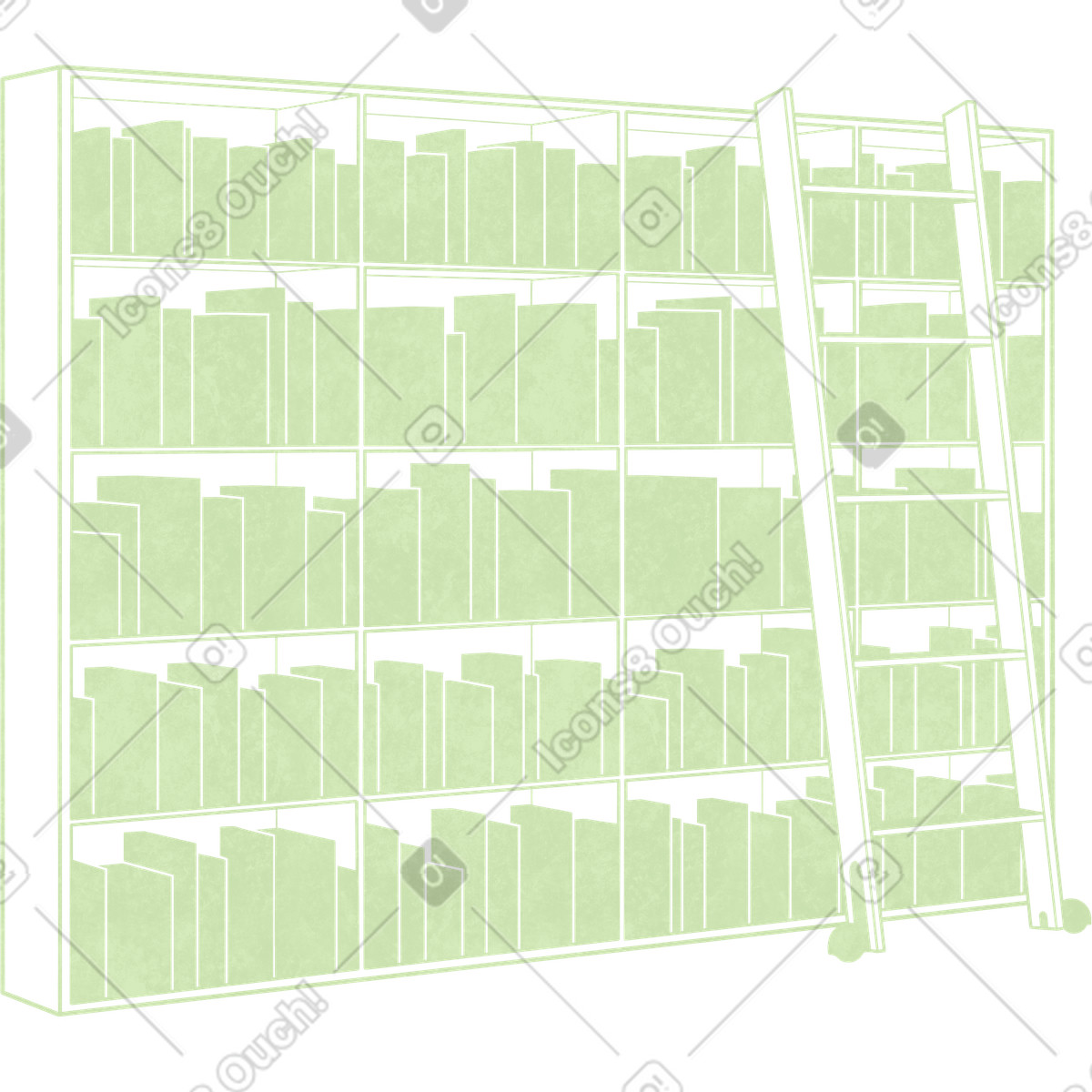下载 Lifestyle 风格的 Book shelves with a ladder 插画，支持 PNG、SVG 格式