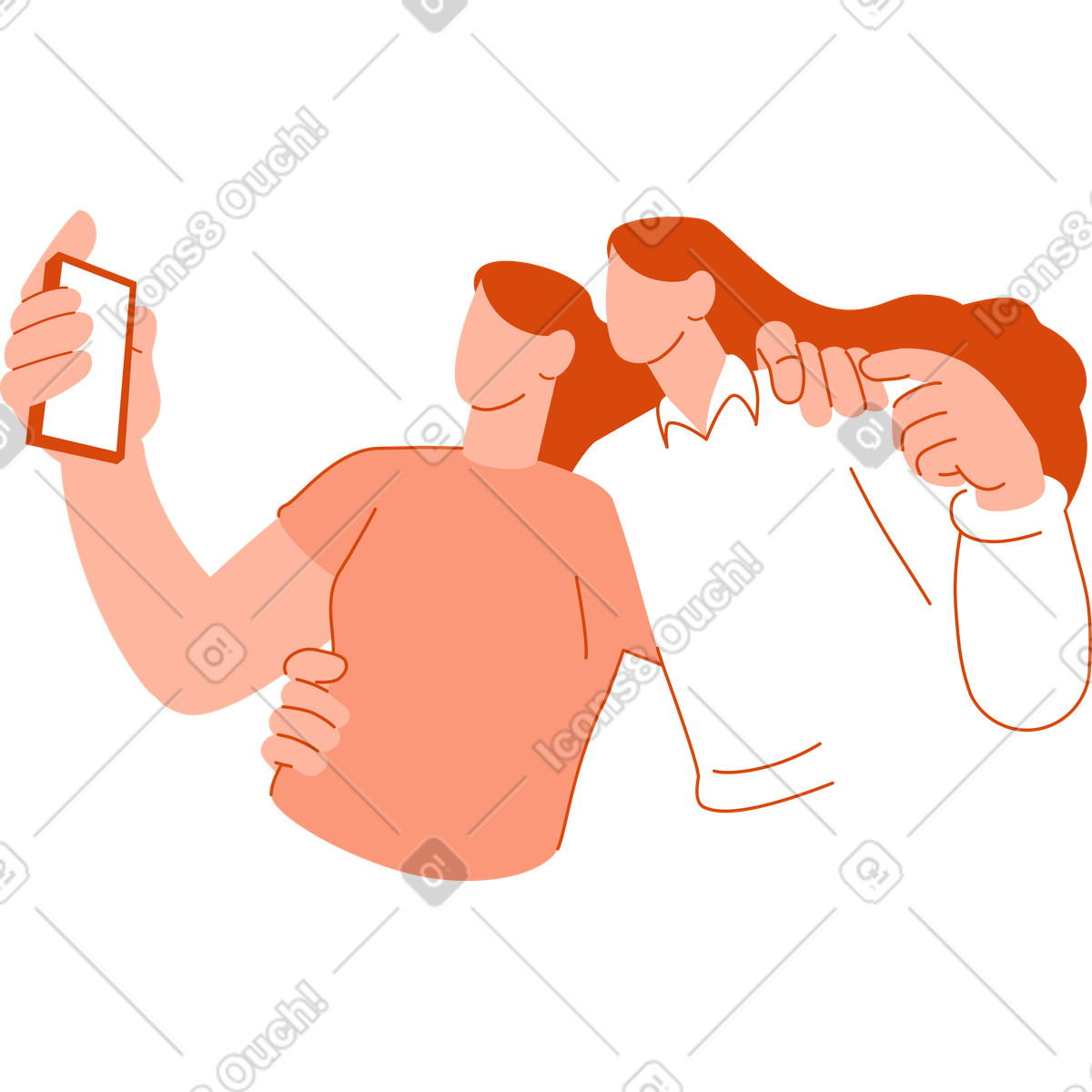Due amiche prendono selfie illustrazione in stile Orange scarica in PNG, SVG