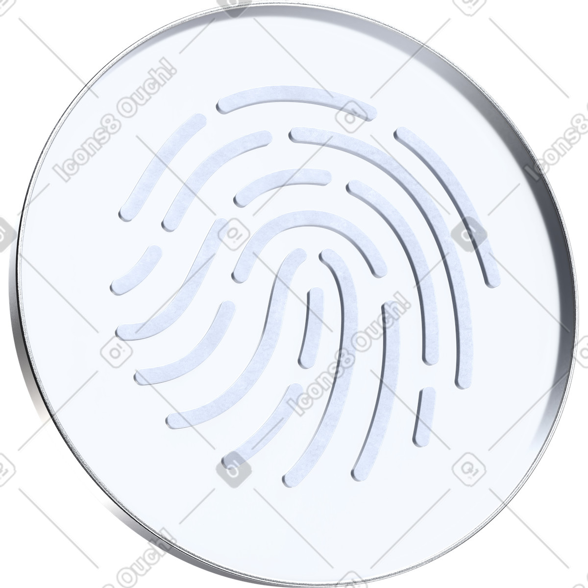 Fingerprint icon, biometric authentication, cybersecurity access control illustration in 3D Pro style download in PNG, SVG