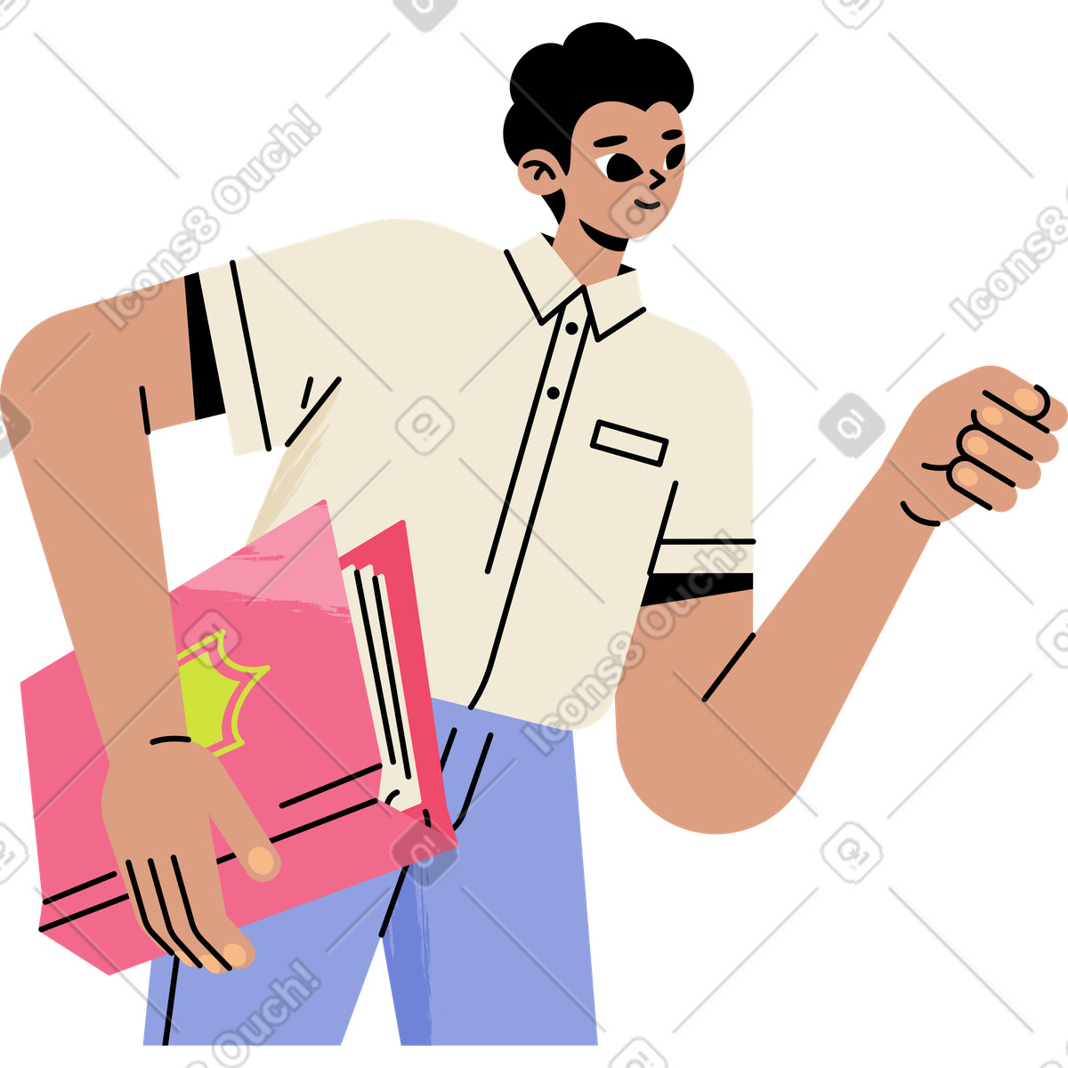 Mann versicherer mit dokumenten-Illustration im Juicy-Stil als Download in PNG, SVG