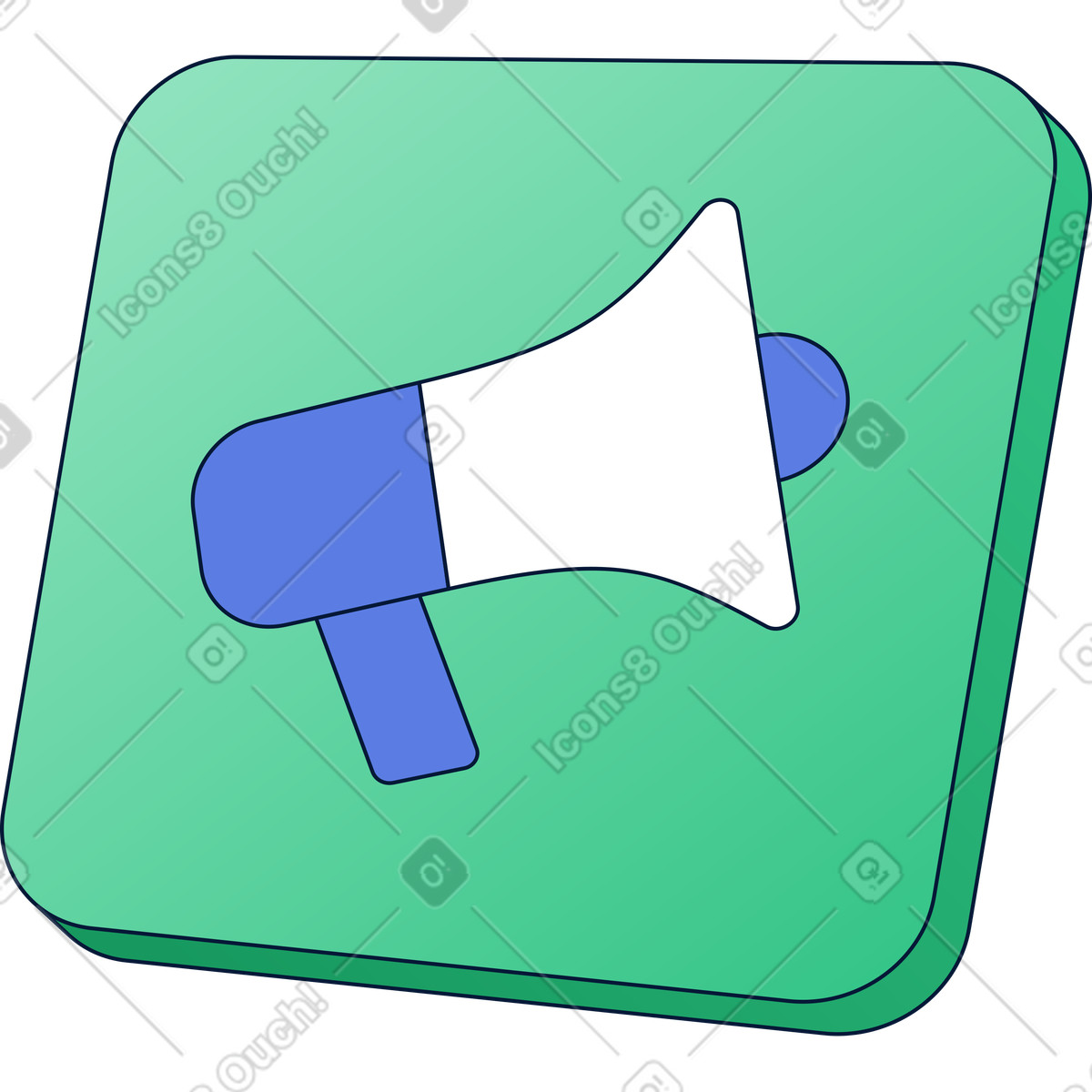 Illustration Megaphone icon for marketing announcement and public communication notification button dans le style Neat à télécharger aux formats PNG, SVG