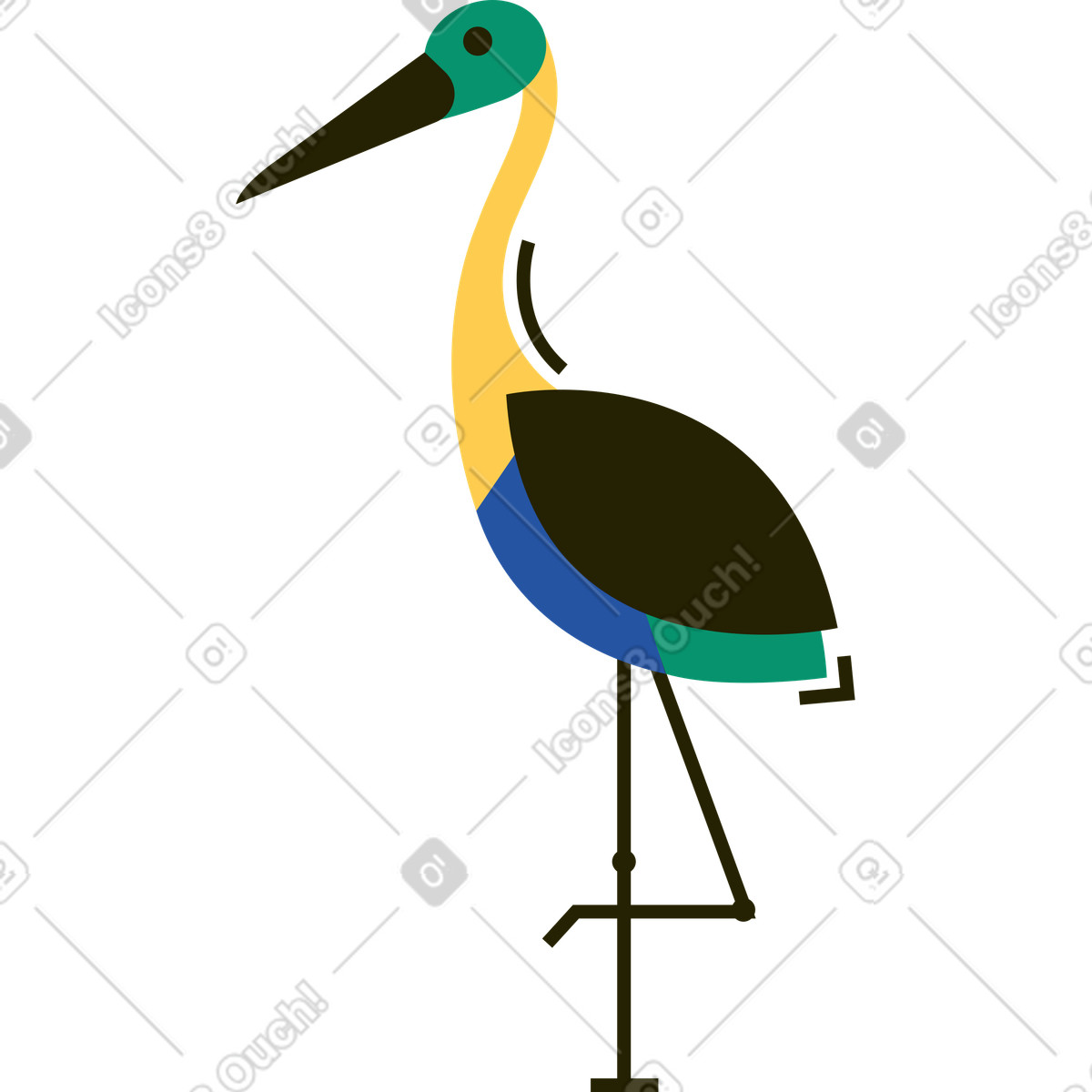 Ilustração de Garça em no estilo Spot para baixar em PNG, SVG