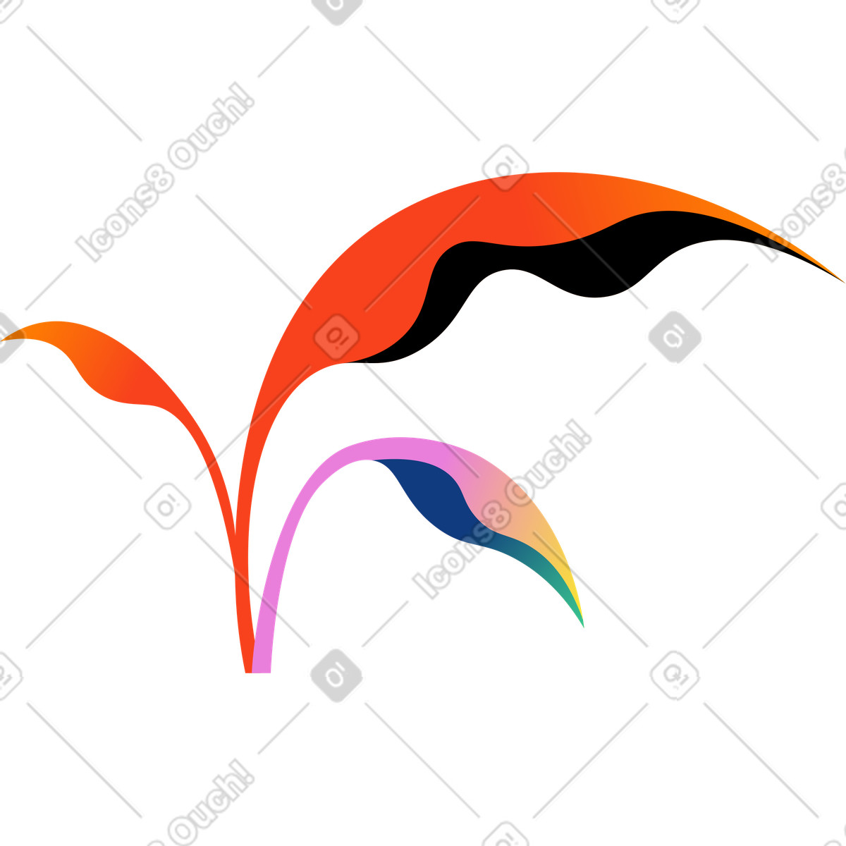 Ilustración Arbustos rosas y rojos en estilo Amani a descargar en PNG SVG