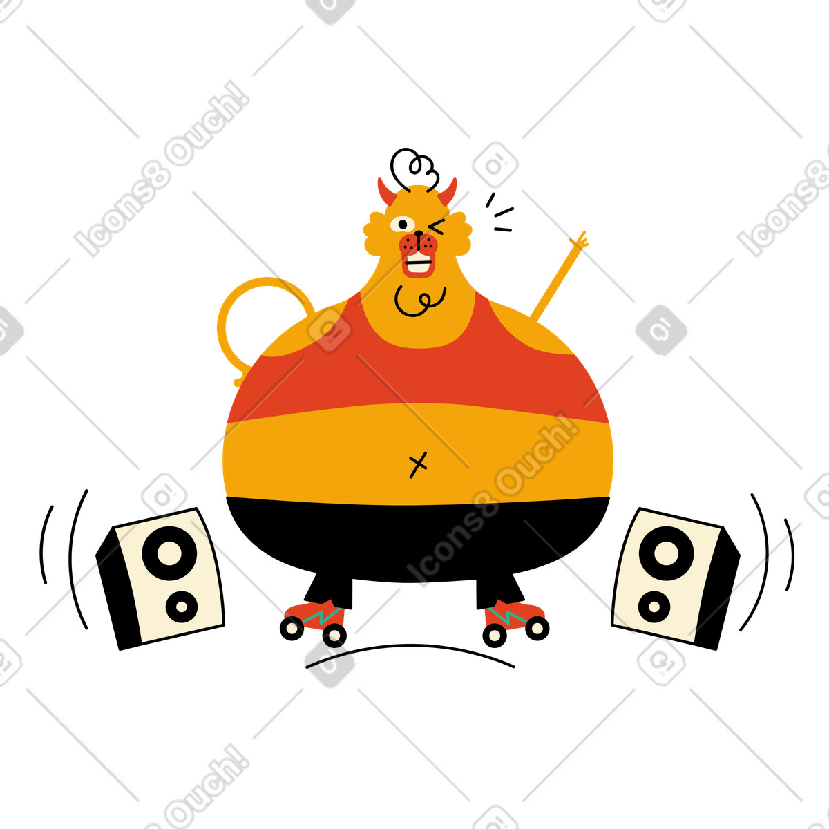 Jelly スタイルの ローラースケートで踊るキャラクター のイラストをPNG、SVG形式でダウンロード