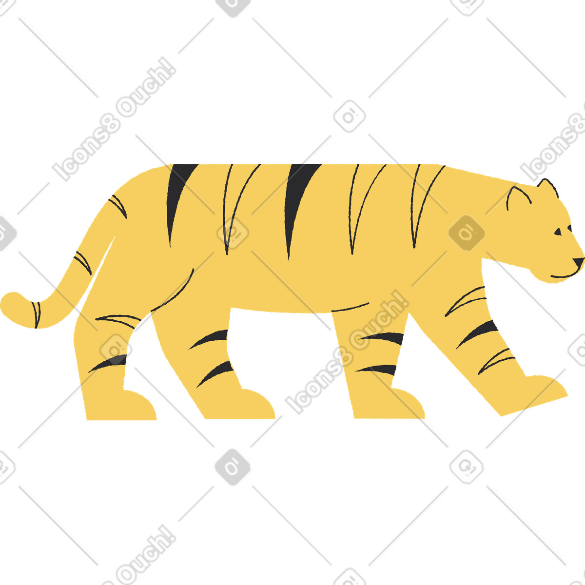 Tigre illustrazione in stile Pablo scarica in PNG, SVG