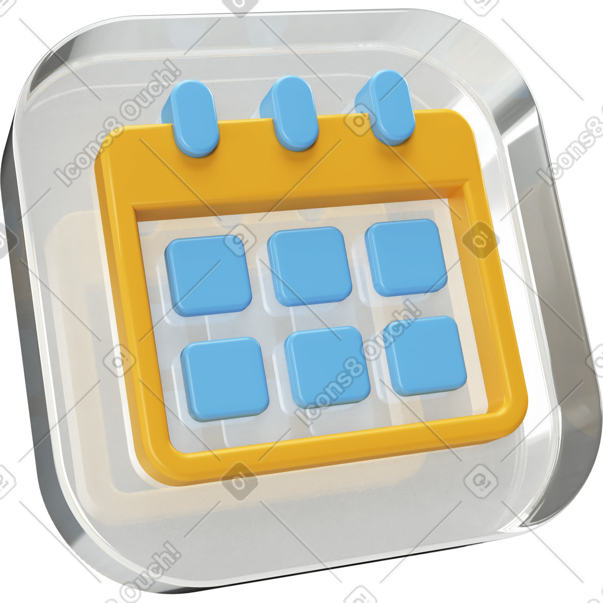 Calendar icon on glass plate illustration in PNG, SVG