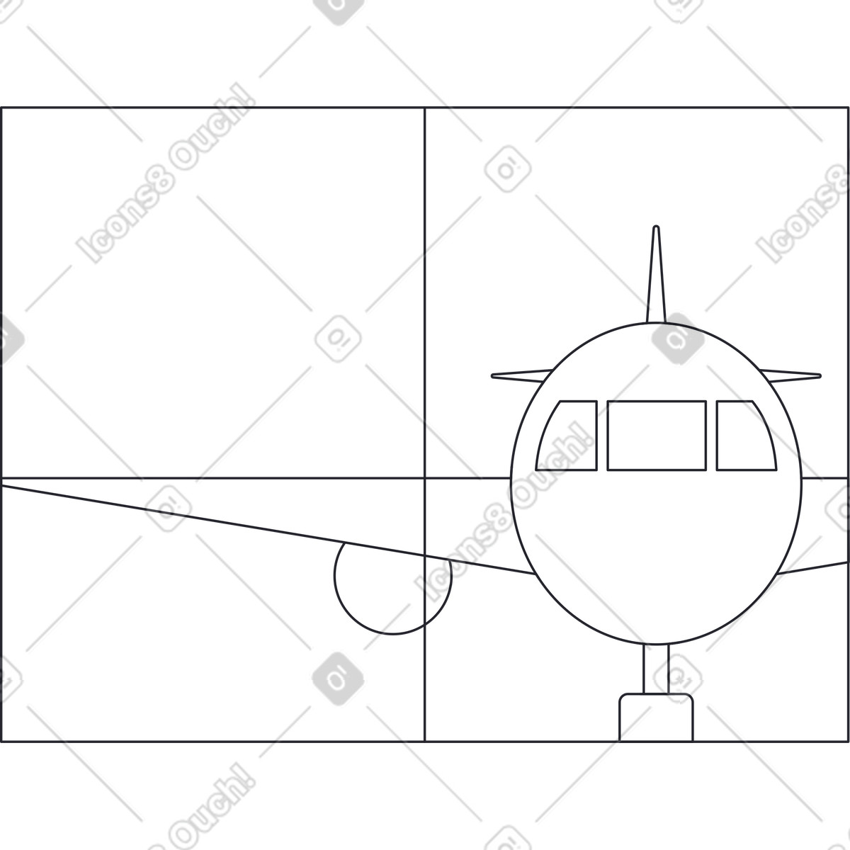 Finestra dell'aeroporto con aereo illustrazione in stile Grapy scarica in PNG, SVG