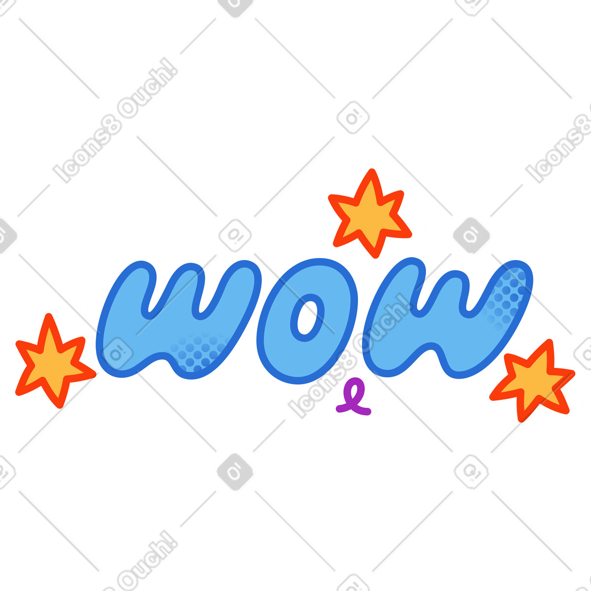 Illustration Autocollant wow texte dans le style Purrfect à télécharger aux formats PNG, SVG