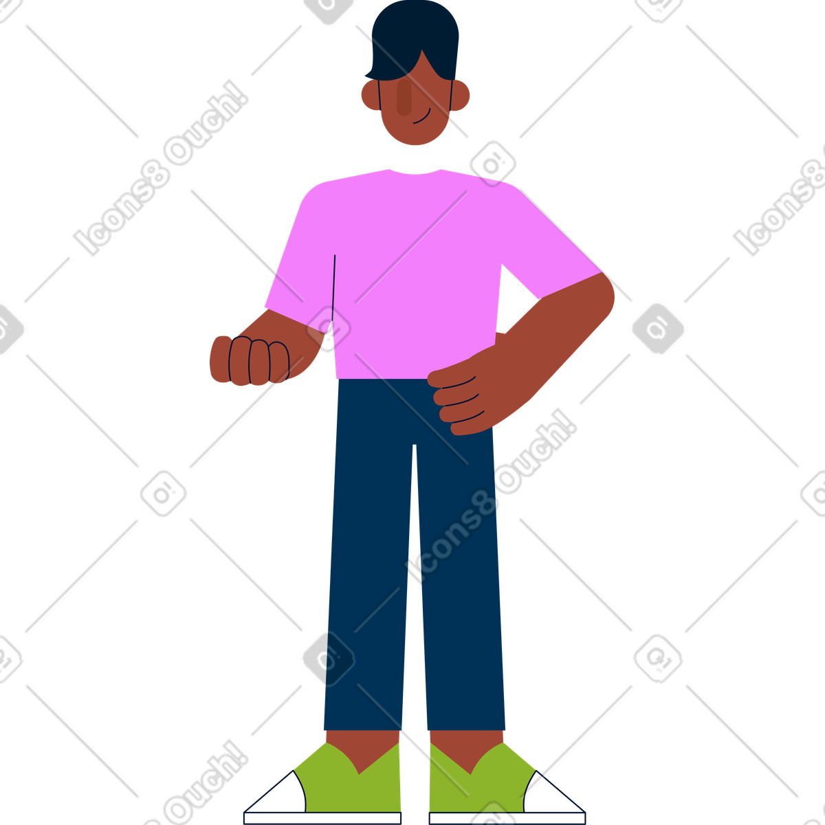 Man stands with his arm bent illustration in Cubes style download in PNG, SVG